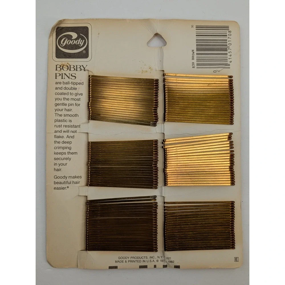 VTG 1982🚨Goody Bobby Pins 120* Rust Resistant Double Coated Gold/Brass #839 USA